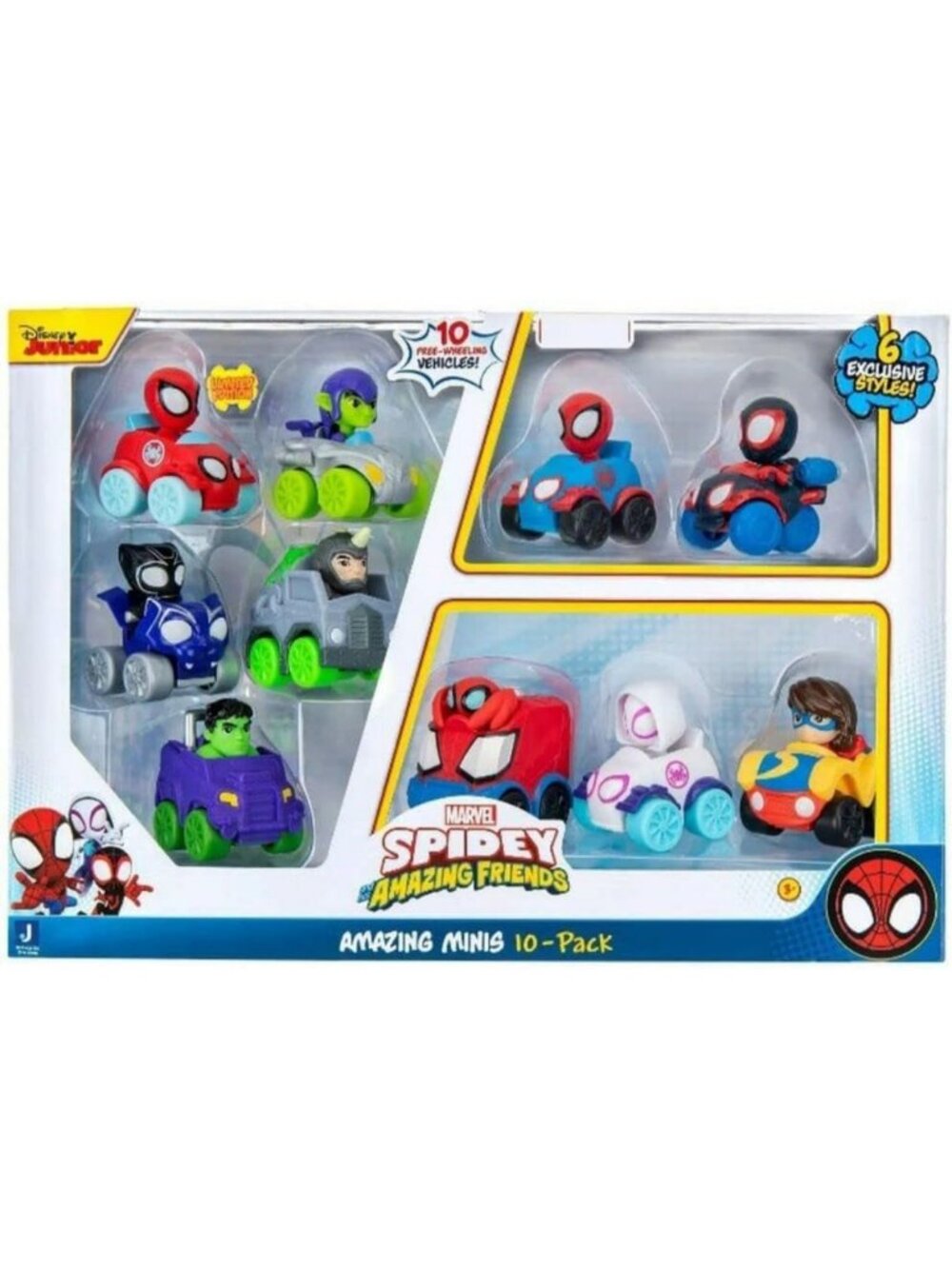 Mini Superhero Vehicle Assortment - 10-Pack Spidey & Friends Toys, Fun